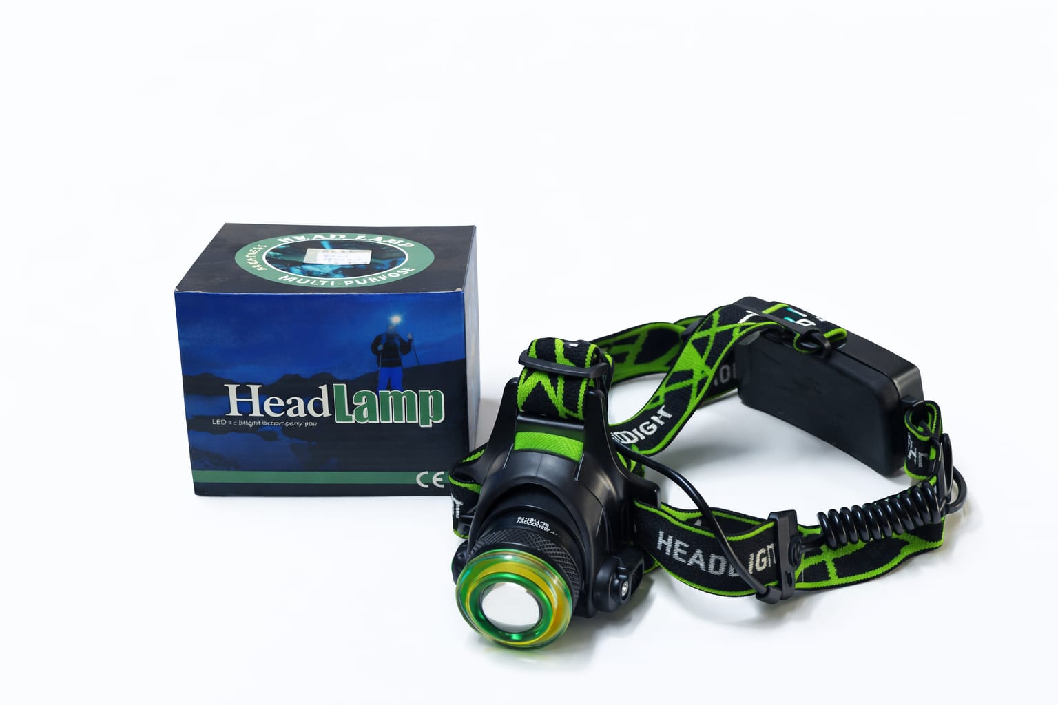 LED-Stirnlampe mit Zoom-Fokus und Akku-Pack